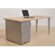 Caisson hauteur bureau 80 cm EVIDENCE - 2 tiroirs + 1 tiroir dossiers suspendus - corps aluminium - top imitation chêne clair