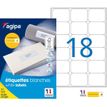 Apli Agipa - 1800 Étiquettes adhésives blanches multi-usages - 63,5 x 46,6 mm - coins arrondis - réf 100981