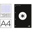 Antartik - Bloc noir de feuilles simples A4 - 100 pages - petits carreaux - perforées
