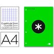 Antartik - Bloc vert de feuilles simples A4 - 100 pages - petits carreaux - perforées