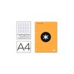 Antartik - Bloc orange de feuilles simples A4 - 100 pages - petits carreaux - perforées
