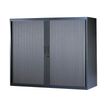 Armoire basse à rideaux - L120  x H105 x P43 cm - 2 tablettes - anthracite