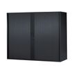 Armoire basse à rideaux - L120  x H105 x P43 cm - 2 tablettes - noir