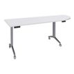 Table de réunion abattantes angle à droite - L200 x P80 cm - pied alu - plateau blanc perle