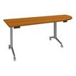 3253310171626-Table de réunion abattantes angle à droite - L200 x P80 cm - pied alu - plateau imitation merisier--0