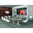 3253310171572-Table de réunion abattantes - L160 x P80 cm - pied blanc - plateau imitation merisier--4