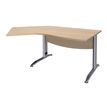 Bureau 135° IDRA - retour d'angle à gauche - L180 cm - Pieds aluminium - plateau imitation Chêne clair