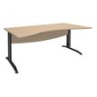 Bureau double vague symétrique IDRA - L180 cm - Pieds anthracite - plateau imitation Chêne clair