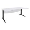 Bureau double vague symétrique IDRA - L180 cm - Pieds anthracite - plateau Blanc perle