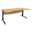 Bureau double vague symétrique IDRA - L180 cm - Pieds anthracite - plateau imitation Hêtre