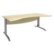 3253310150270-Bureau double vague symétrique IDRA - L180 cm - Pieds aluminium - plateau imitation Erable--0