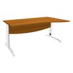 3253310150171-Bureau droit IDRA - Vague à droite - L160 cm - Pieds blancs - plateau imitation Merisier--0