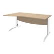 Bureau droit IDRA - Vague à gauche - L160 cm - Pieds blancs - plateau imitation Chêne