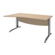 Bureau droit IDRA - Vague à gauche - L140 cm - Pieds alu - plateau imitation Chêne