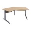 Bureau symétrique 120° IDRA - L185 cm - Pieds aluminium - plateau imitation Chêne clair