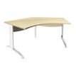 Bureau symétrique 120° IDRA - L185 cm - Pieds blanc - plateau imitation Erable