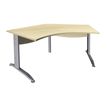 3253310150300-Bureau symétrique 120° IDRA - L185 cm - Pieds aluminium - plateau imitation Erable--0
