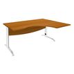 2012348122076-Bureau compact à droite IDRA - L180 cm - Pieds blanc - plateau imitation Merisier (Pieds de renfort obligatoire à rajou--0