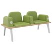 3253310179370-Banquette ILO - 2 places L172xP67cm -  blanc - structure chêne clair - tissu kiwi--0