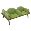 Banquette ILO - 4 places L172xP114cm -  carbone - structure noyer - tissu kiwi