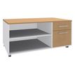 Console mobile EXPRIM/LOFTER/LEVEL - L120 x H63 x P60 cm - 2 tiroirs dont 1 DS - coté blanc - finition façade et dessus imitation Hêtre