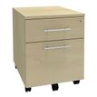 3253310160859-Caisson mobile LEVEL/STEELY/WOODY- L43 x H56 x P60 cm - 2 tiroirs dont 1 DS - Imitation Erable--0