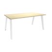 Bureau simple STEELY - L120 cm - Pieds blanc - plateau imitation Erable