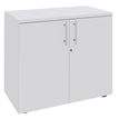3253310133839-Armoire basse IDRA/DUAL - H72 x L80 x P47 - 2 portes - Corps blanc - Dessus et portes Blanc perle--0