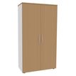 3253310174665-Armoire haute IDRA/DUAL - H180 x L80 x P47 - 2 portes - Corps blanc - Portes et dessus imitation Hêtre--0