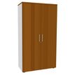 Armoire haute IDRA/DUAL - H180 x L80 x P47 - 2 portes - Corps blanc - Portes et dessus imitation Merisier