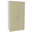 Armoire haute IDRA/DUAL - H180 x L80 x P47 - 2 portes - Corps blanc - Portes et dessus imitation Erable