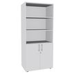 2012348123646-Bibliothèque IDRA/DUAL  avec 2 portes basses - L80 x H180 x P47 - Corps blanc - Portes et dessus Blanc--0
