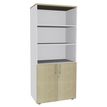 2012348123622-Bibliothèque IDRA/DUAL  avec 2 portes basses - L80 x H180 x P47 - Corps blanc - Portes et dessus imita--0
