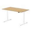 3760350281081-Bureau électrique UGO - L140x80cm - pieds blancs - plateau imitation chêne Stone--1