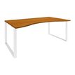 0404000123934-Bureau vague symétrique LOFTER - L180 cm - Plateau imitation Merisier - pied Blanc--0