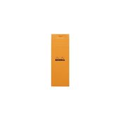 RHODIA Basics N°8 - Bloc notes - agrafé - 74 x 210 mm - 80 feuilles / 160 pages - papier blanc - petits carreaux - dos rigide - couverture orange - carton