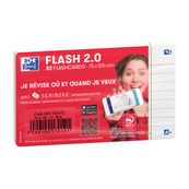 Oxford FLASH 2.0 - Pack de 32 cartes - A7 - ligné - blanc