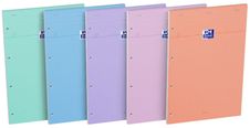 Oxford - Bloc notes perforé 21 x 31,5 cm - 160 pages - petits carreaux - disponible dans différentes couleurs Pastel