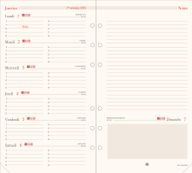 Oberthur - Recharge pour organiseur - 1 semaine par page et 1 page de notes - 9,5 x 19,5 cm
