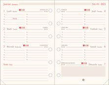 Oberthur - Recharge pour organiseur - 1 semaine sur 2 pages (semainier international) - 8 x 15 cm