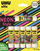 UHU Néon Style - 6 Bâtons de colle - 8.2 g - édition limitée