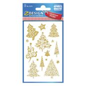 Avery - 18 stickers en sachet - 160x83x1 - sapins de noël dorés