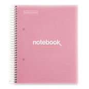 Notebook Miquelrius à couverture souple format A5 avec lignes horizontales, 120 feuilles de 5 couleurs, collection Emotions, couleur rose.