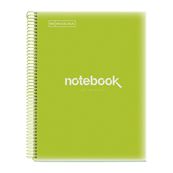 Notebook Emotions, couverture souple, A4 lignes horizontales 7 mm, 120 feuilles de 5 couleurs, Miquelrius, Lime.
