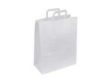 50 Sacs cadeau kraft - poignées plates - 18 cm x 8 cm x 22 cm - blanc