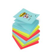 Post-it - 6 Blocs Z-Notes Super Sticky Miami - couleurs assorties - 76 x 76 mm