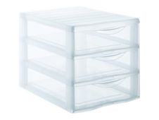 Fast Orgamix - Bac de rangement 3 tiroirs - argent/transparent