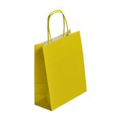50 Sacs cadeau kraft - poignées torsadées - 18 cm x 8 cm x 22 cm - jaune