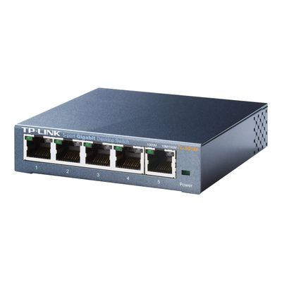 6935364083519-TP-Link TL-SG105  - Switch de bureau 5 ports Gigabit - Boîtier métal-Angle droit-0