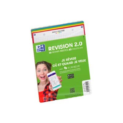 3020120169477-Oxford REVISION 2.0 - Pack de 32 Fiches Bristol Scribzee - A6 - petits carreaux - non perforées --Avant-0